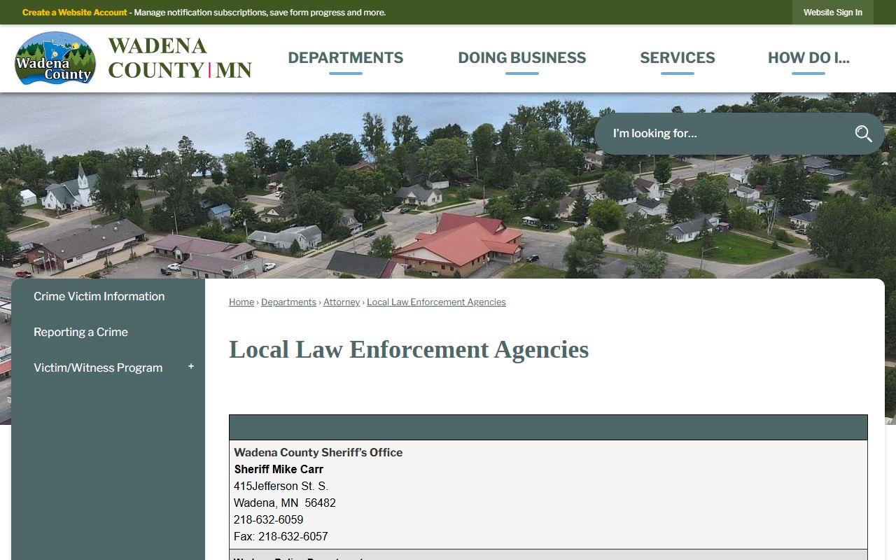 Wadena County local law-enforcement agencies page