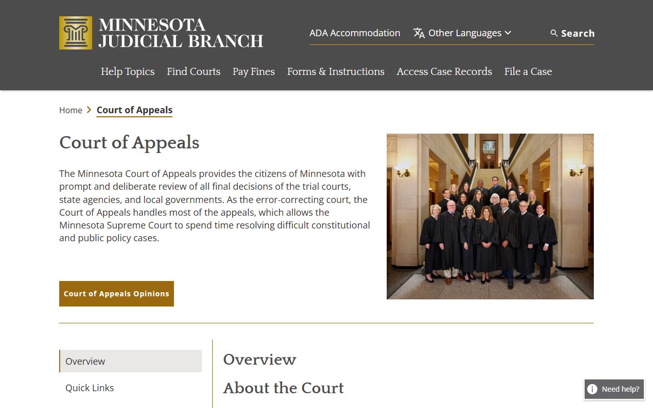 Minnesota Court of Appeals page