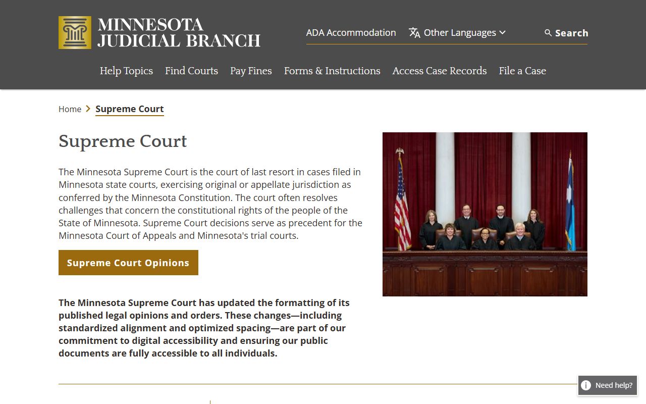 Minnesota Supreme Court page
