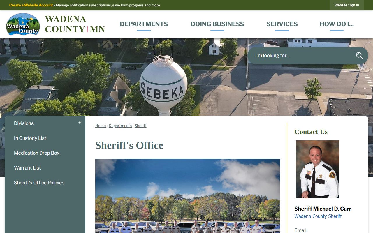Wadena County Sheriff page