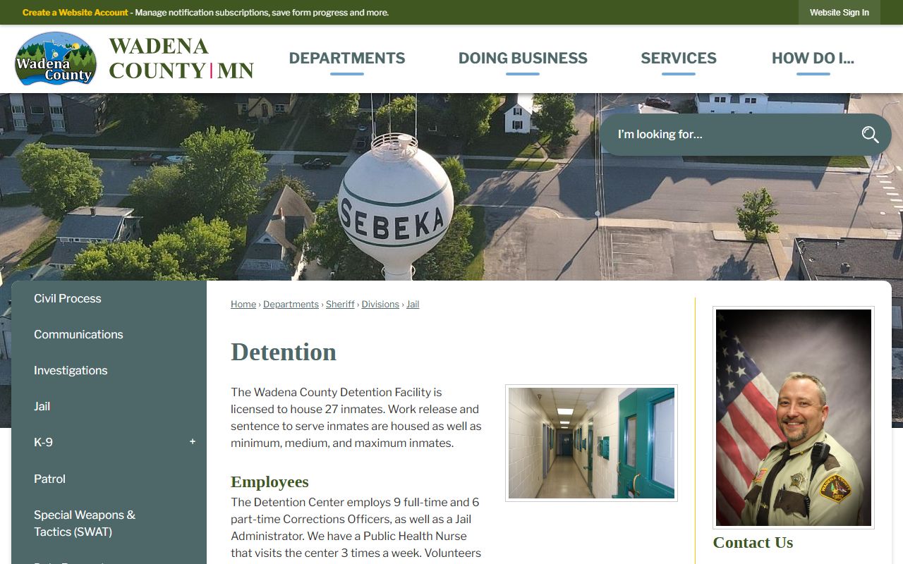 Wadena County detention facility page