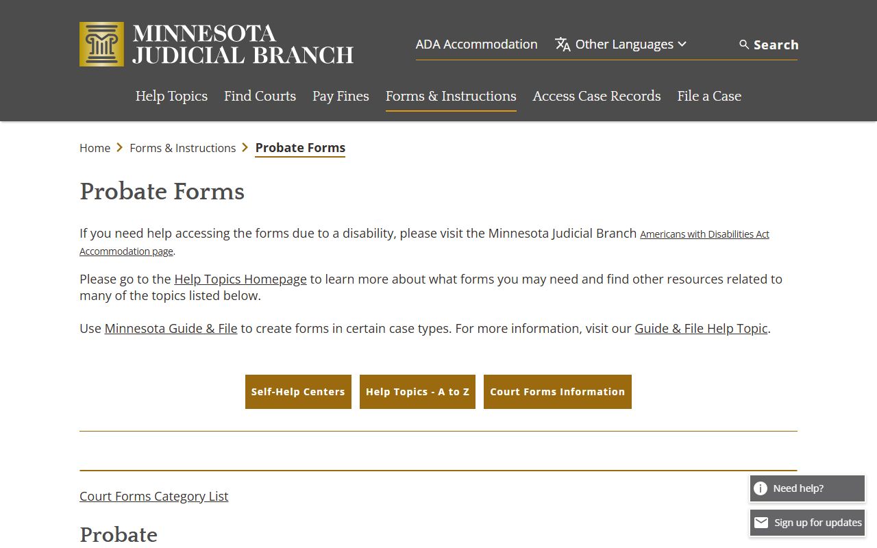 Minnesota probate forms page captured in the marriage and divorce manifest set