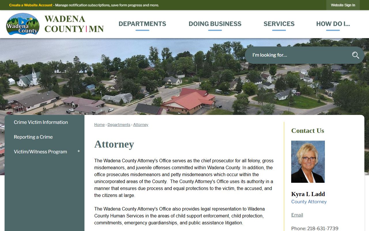 Wadena County Attorney page