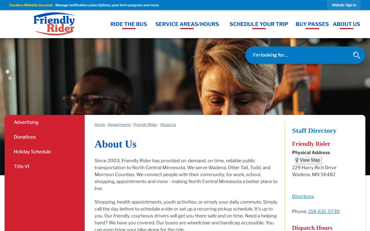 Friendly Rider home page