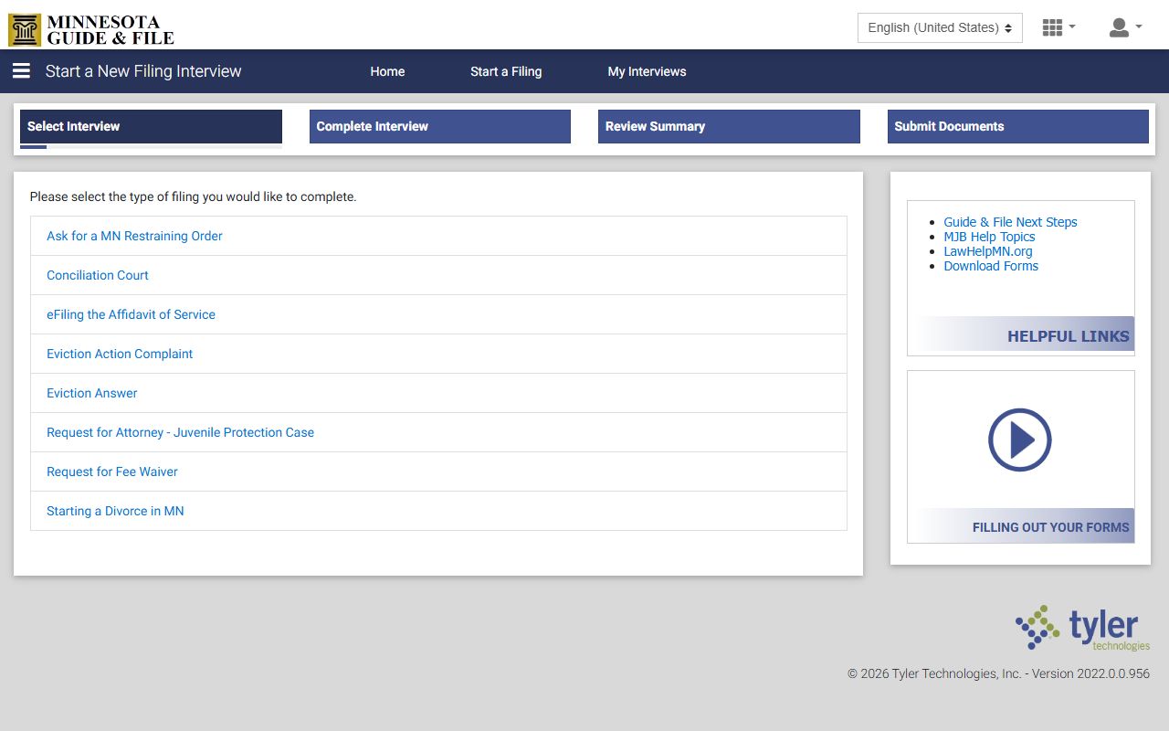 Minnesota Guide and File portal page